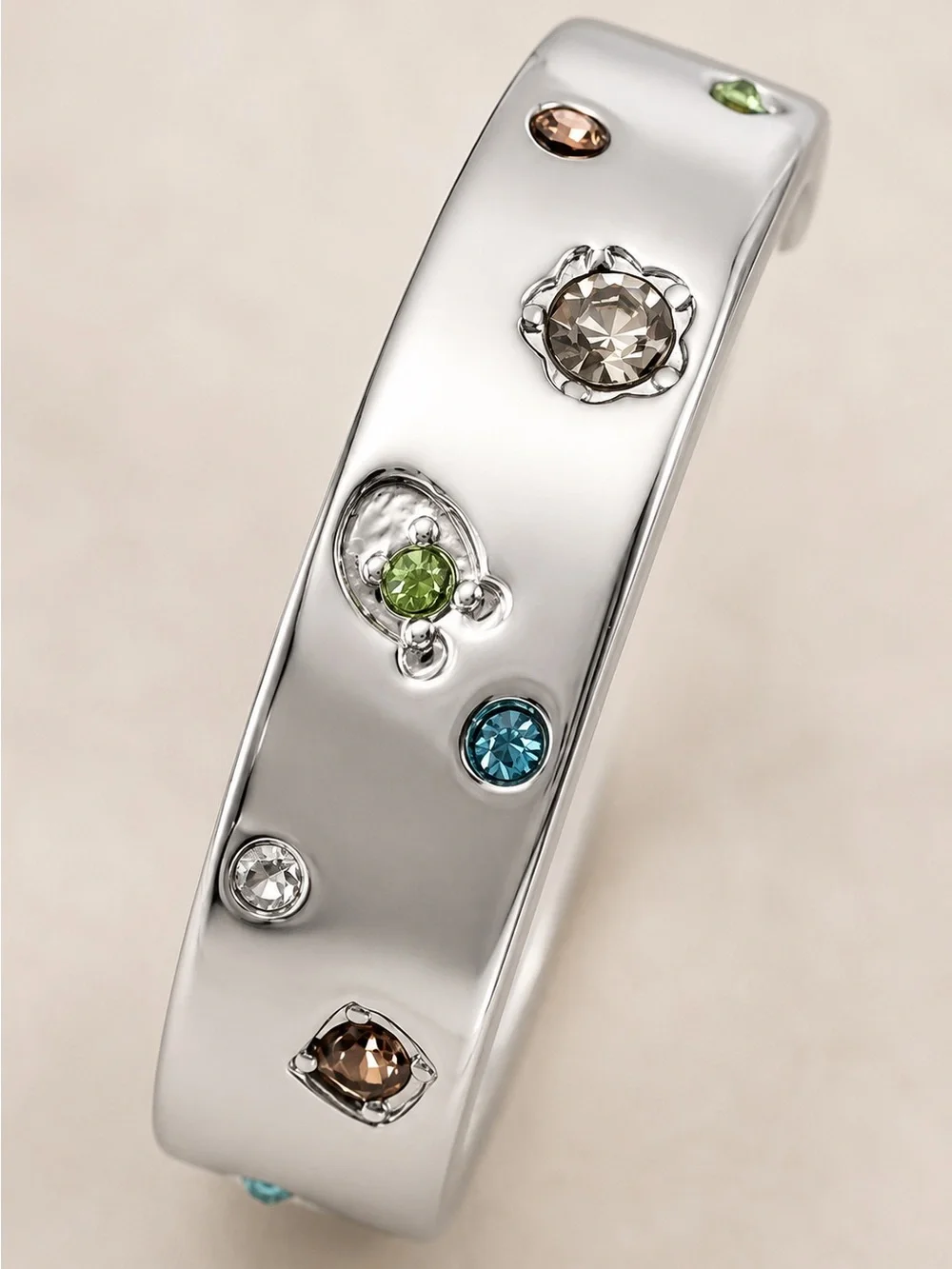 Coach Signature Gem Hoop Earrings (Open Hoop, Multi Gem) - Picture 5 of 7
